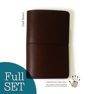[MOBI]천연소가죽 만년 다이어리 뫼비 피콜로 커버 S - 다크브라운 풀세트(노트2권+카드+지퍼/이태리베지터블통가죽) Mobi Piccolo Note Cover  Diary Full Set