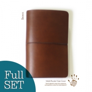 [MOBI]천연소가죽 만년 다이어리 뫼비 피콜로 커버 S - 브라운 풀세트(노트2권+카드+지퍼/이태리베지터블통가죽) Mobi Piccolo Note Cover  Diary Full Set